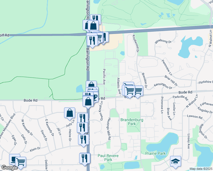 map of restaurants, bars, coffee shops, grocery stores, and more near 875 Pacific Avenue in Hoffman Estates