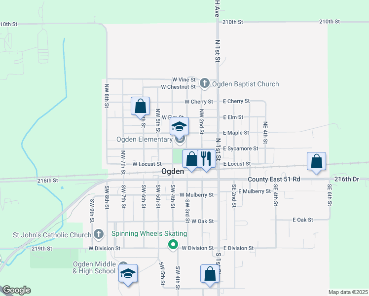map of restaurants, bars, coffee shops, grocery stores, and more near 313 West Sycamore Street in Ogden