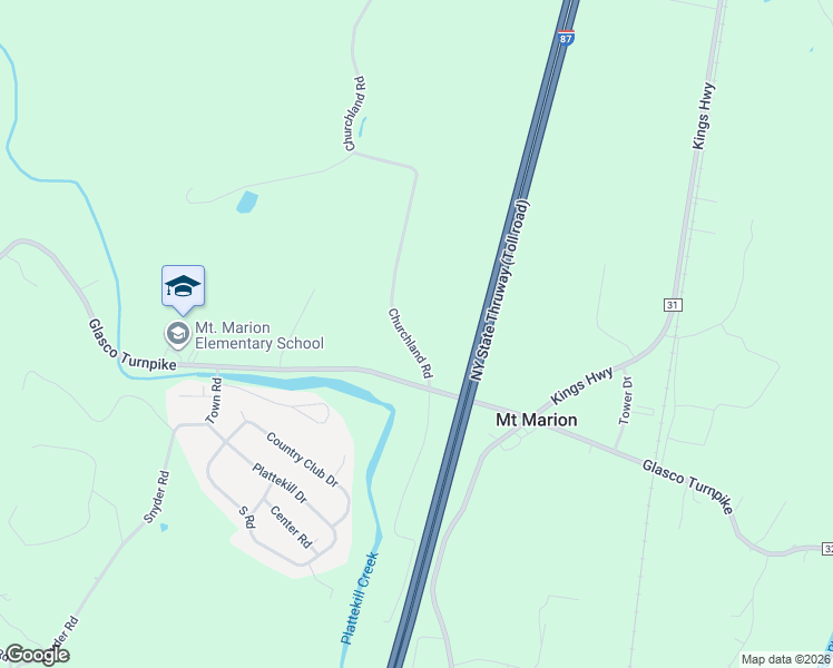 map of restaurants, bars, coffee shops, grocery stores, and more near 735 Churchland Road in Saugerties