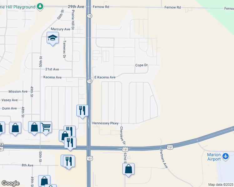 map of restaurants, bars, coffee shops, grocery stores, and more near 1201-1987 Blackhawk Dr in Marion
