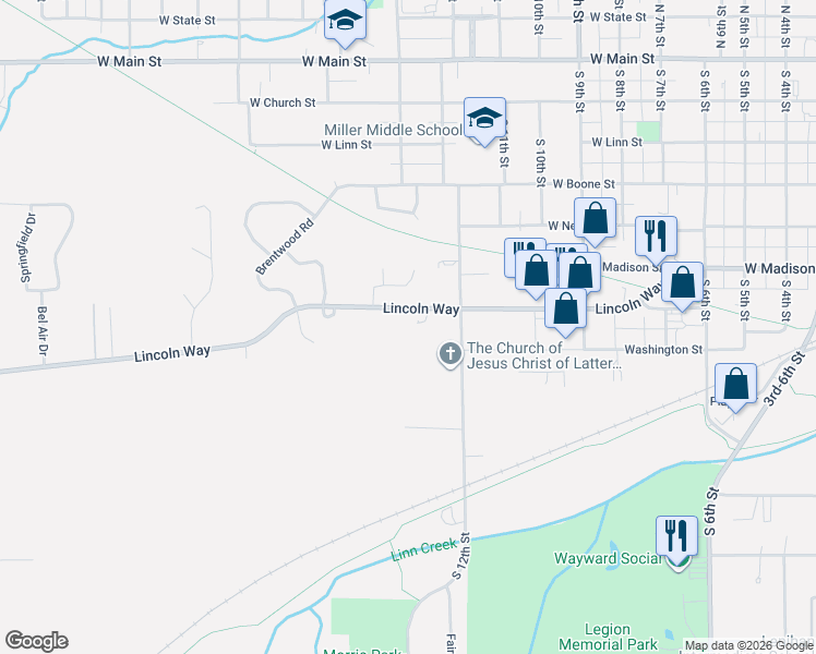 map of restaurants, bars, coffee shops, grocery stores, and more near 1304 Emerald Drive in Marshalltown