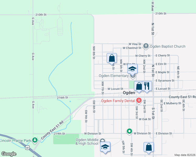 map of restaurants, bars, coffee shops, grocery stores, and more near 314 Northwest 7th Street in Ogden