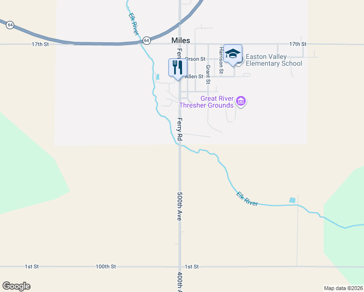 map of restaurants, bars, coffee shops, grocery stores, and more near 101-123 County Highway Z40 in Miles