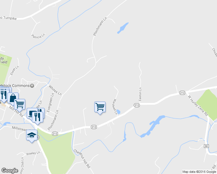 map of restaurants, bars, coffee shops, grocery stores, and more near 41 Wardwell Lane in Woodstock