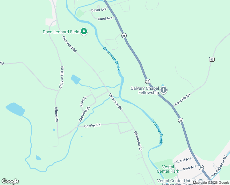 map of restaurants, bars, coffee shops, grocery stores, and more near 1929 Glenwood Road in Vestal