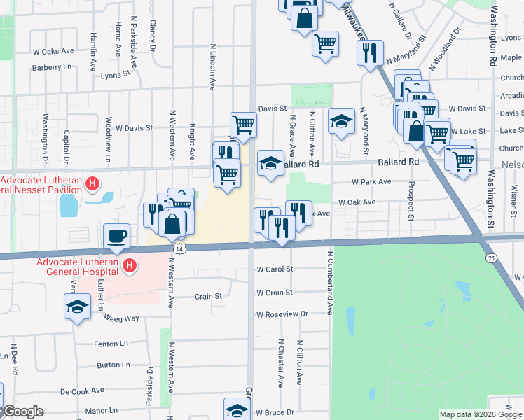 map of restaurants, bars, coffee shops, grocery stores, and more near 8854 Chester Avenue in Niles