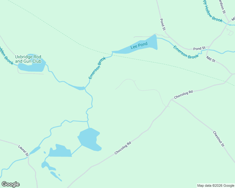 map of restaurants, bars, coffee shops, grocery stores, and more near Southern New England Trunkline Trail in Uxbridge