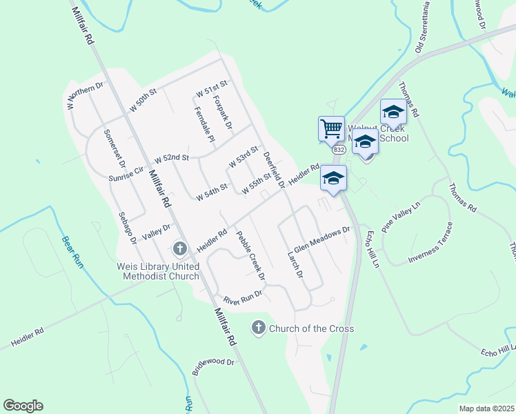 map of restaurants, bars, coffee shops, grocery stores, and more near 5314 Heidler Road in Fairview