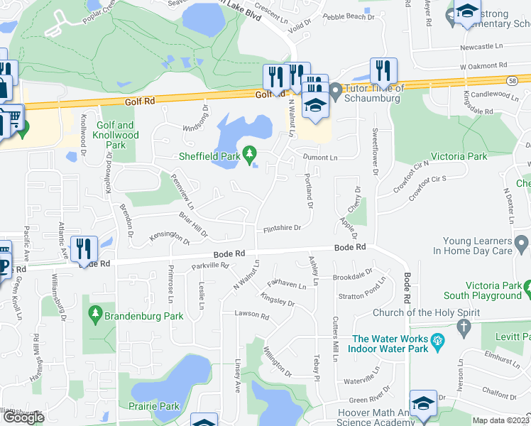 map of restaurants, bars, coffee shops, grocery stores, and more near 826 Carnaby Court in Schaumburg