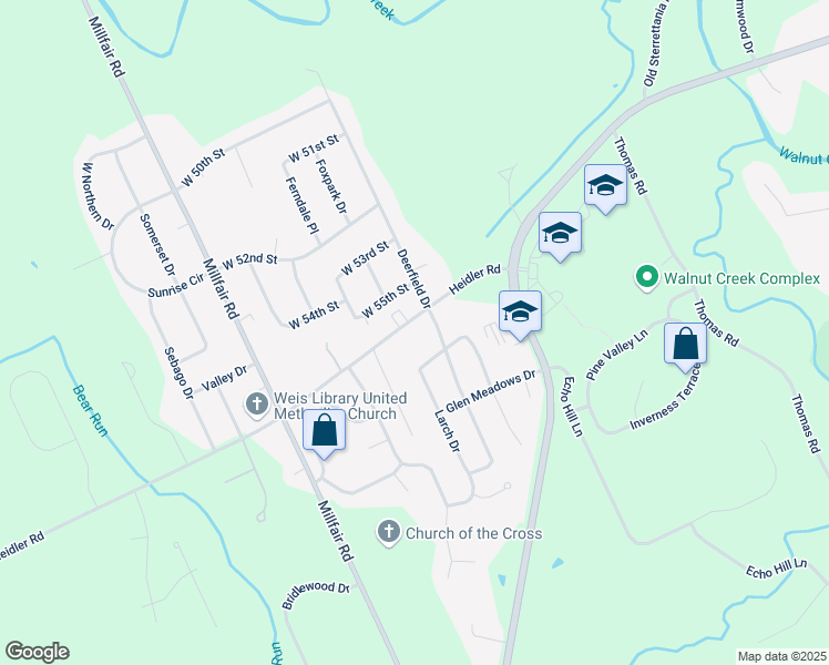 map of restaurants, bars, coffee shops, grocery stores, and more near 5217 Heidler Road in Fairview