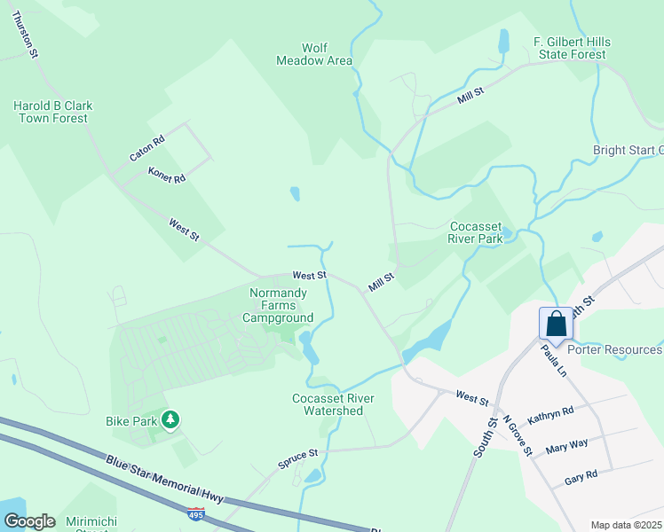 map of restaurants, bars, coffee shops, grocery stores, and more near 55 West Street in Foxborough