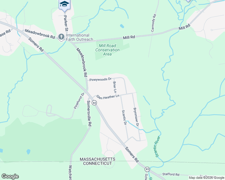 map of restaurants, bars, coffee shops, grocery stores, and more near 15 Brier Lane in East Longmeadow
