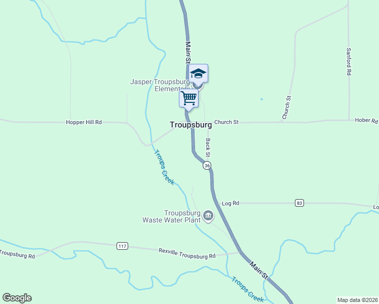 map of restaurants, bars, coffee shops, grocery stores, and more near 862 New York 36 in Troupsburg