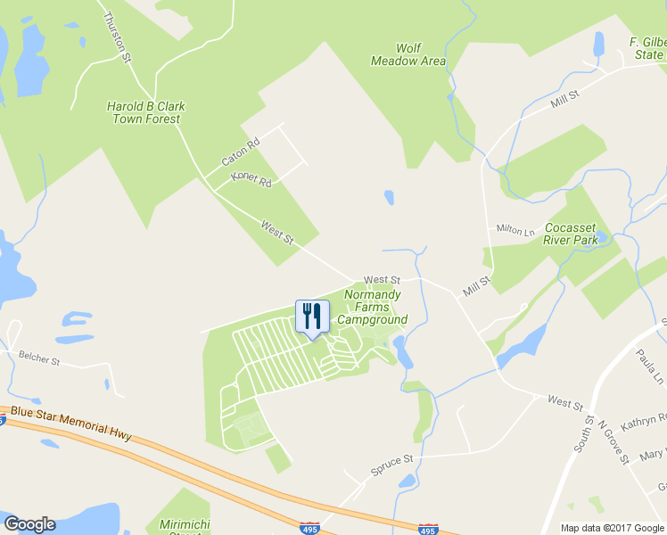 map of restaurants, bars, coffee shops, grocery stores, and more near 79 Thurston Street in Foxborough