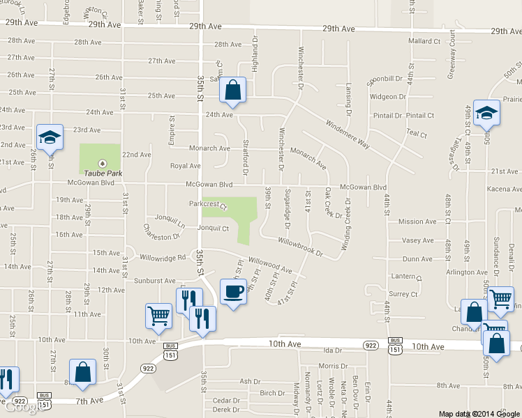 map of restaurants, bars, coffee shops, grocery stores, and more near 1880 39th Street in Marion