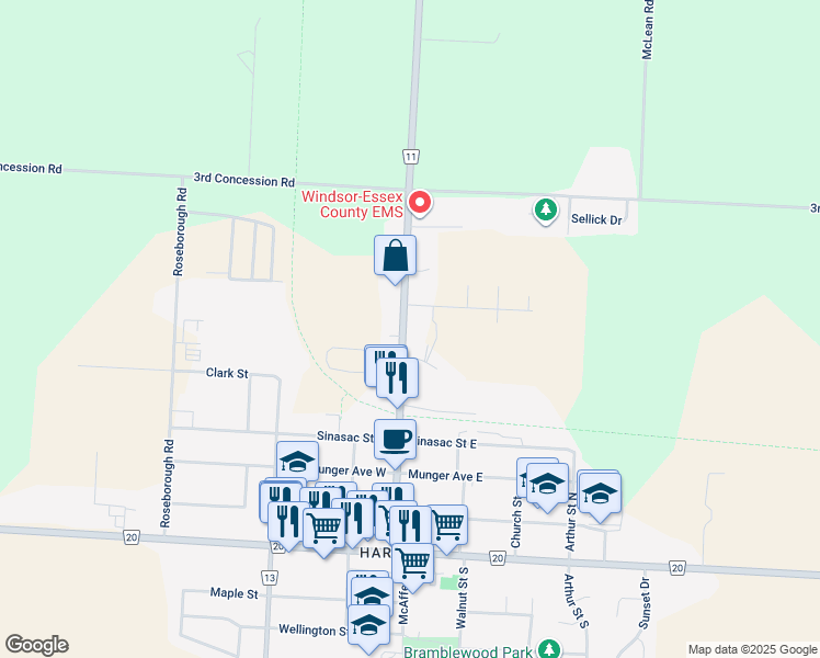map of restaurants, bars, coffee shops, grocery stores, and more near 460 County Road 11 in Essex