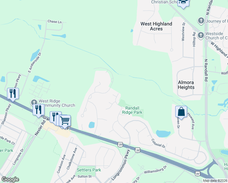 map of restaurants, bars, coffee shops, grocery stores, and more near 2980 Marshfield Court in Elgin