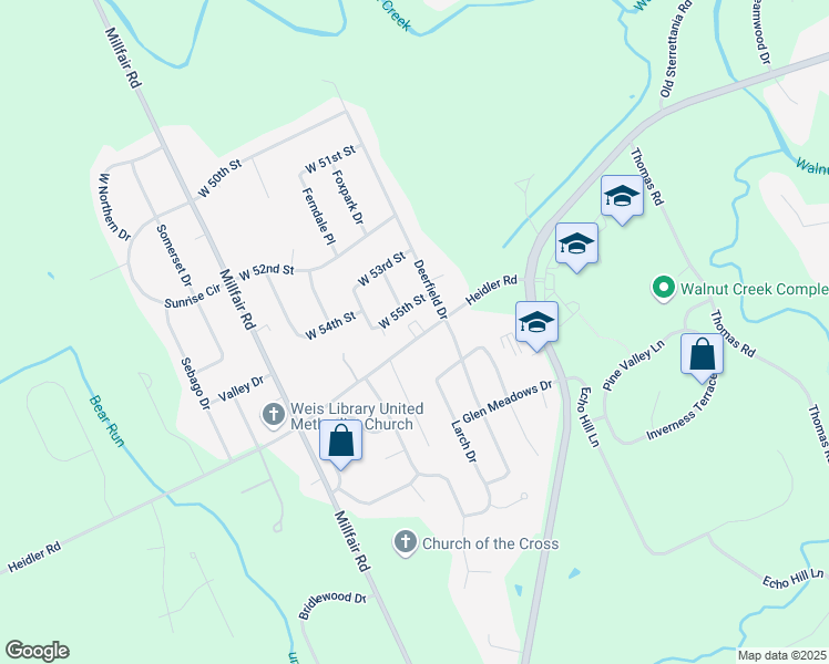 map of restaurants, bars, coffee shops, grocery stores, and more near 5217 Heidler Road in Fairview