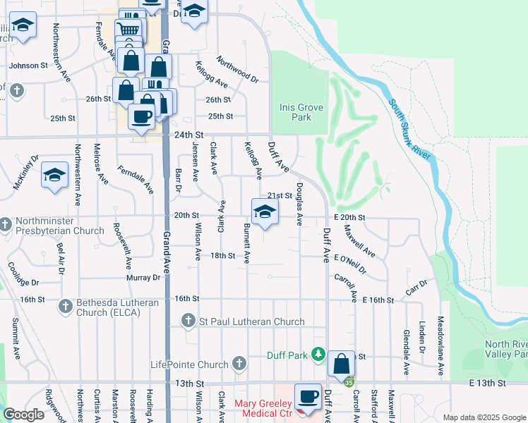 map of restaurants, bars, coffee shops, grocery stores, and more near 2006 Kellogg Avenue in Ames