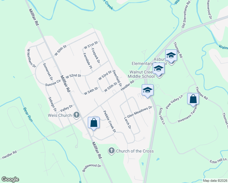 map of restaurants, bars, coffee shops, grocery stores, and more near 5217 Heidler Road in Fairview