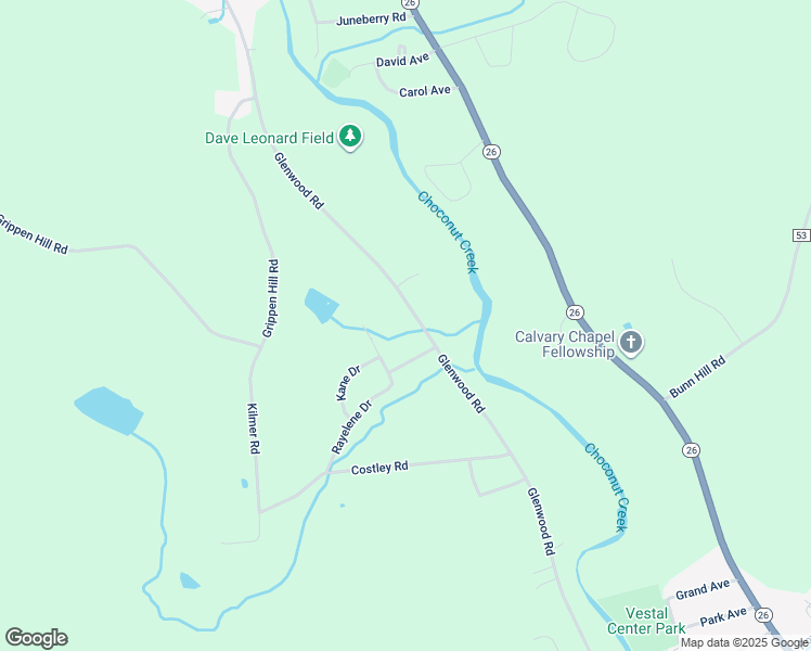 map of restaurants, bars, coffee shops, grocery stores, and more near 1932 Glenwood Road in Vestal