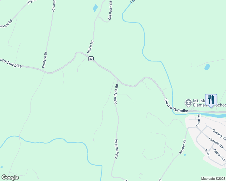 map of restaurants, bars, coffee shops, grocery stores, and more near 22 John Carle Road in Saugerties