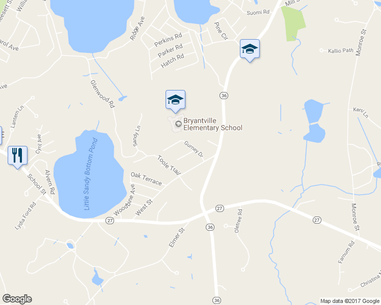 map of restaurants, bars, coffee shops, grocery stores, and more near 28 Braeburn Avenue in Pembroke