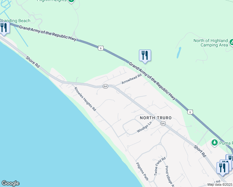 map of restaurants, bars, coffee shops, grocery stores, and more near 12 Whale Watch Drive in Provincetown