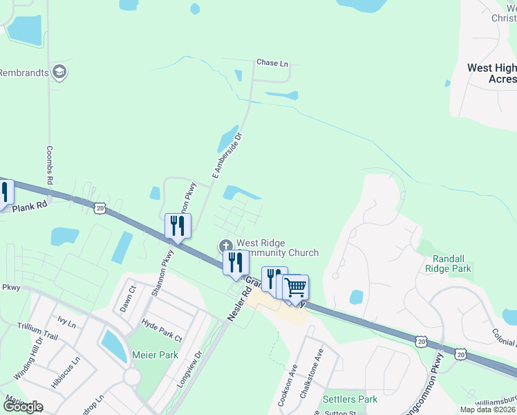 map of restaurants, bars, coffee shops, grocery stores, and more near 3350 Cameron Drive in Elgin