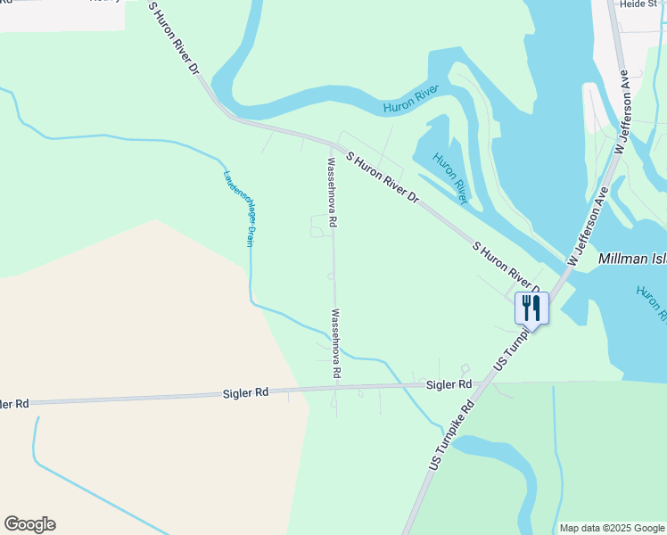 map of restaurants, bars, coffee shops, grocery stores, and more near 11335 Wassehnova Road in Charter Township of Berlin