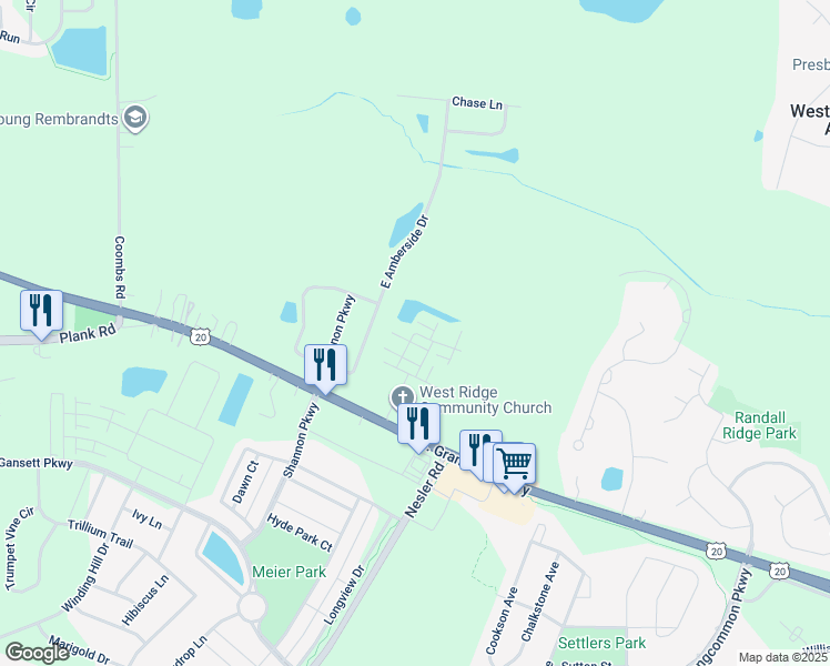 map of restaurants, bars, coffee shops, grocery stores, and more near 3398 Sanctuary Drive in Elgin