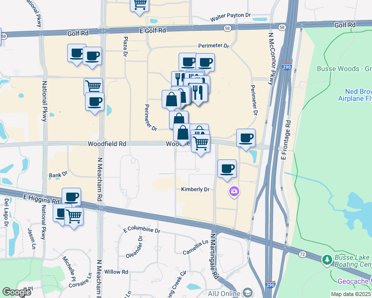 map of restaurants, bars, coffee shops, grocery stores, and more near 1700 Access Road in Schaumburg