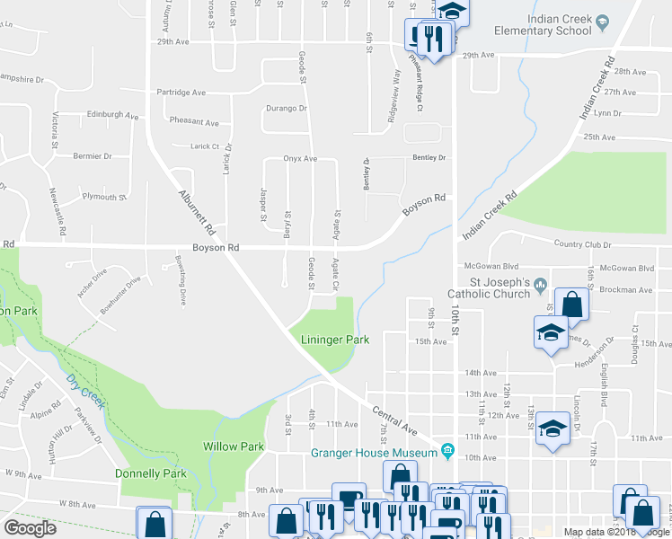 map of restaurants, bars, coffee shops, grocery stores, and more near 1939 Agate Circle in Marion