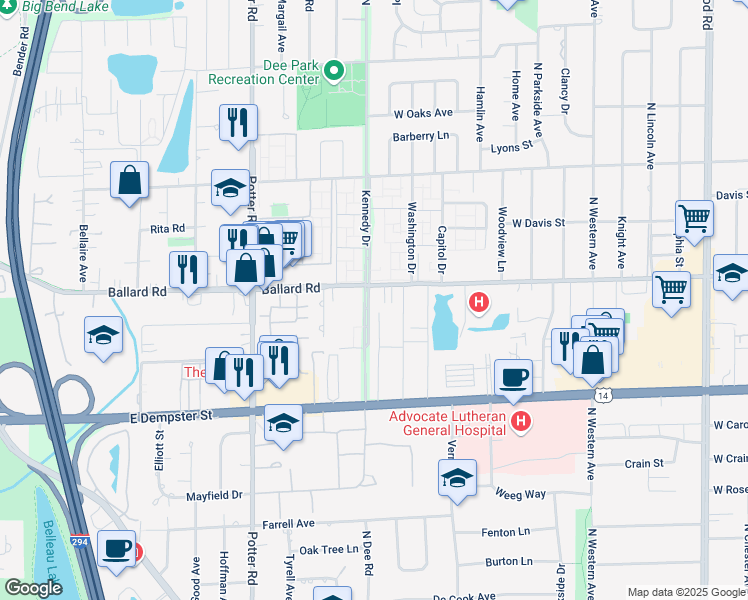 map of restaurants, bars, coffee shops, grocery stores, and more near in Cook County