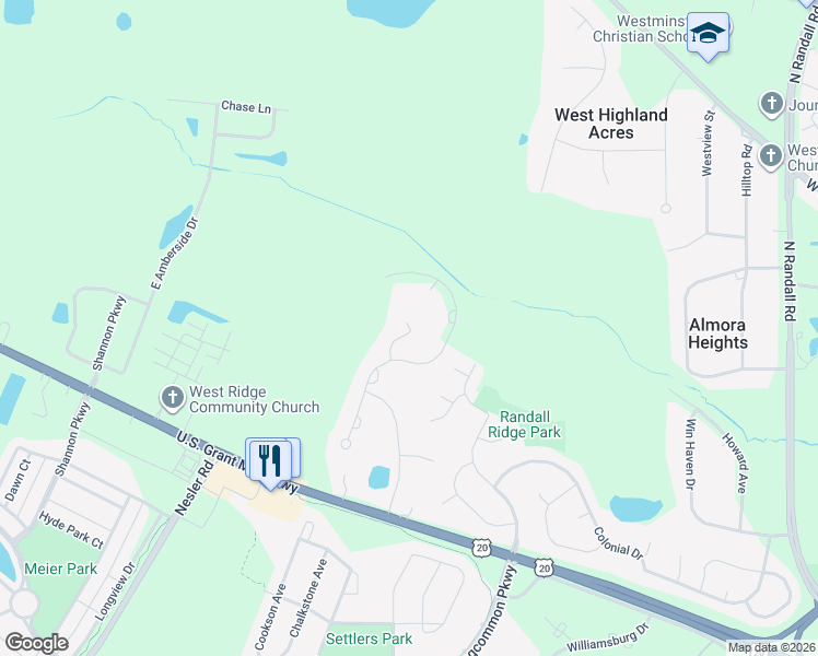 map of restaurants, bars, coffee shops, grocery stores, and more near 12N005 Hidden Hill Trail in Elgin