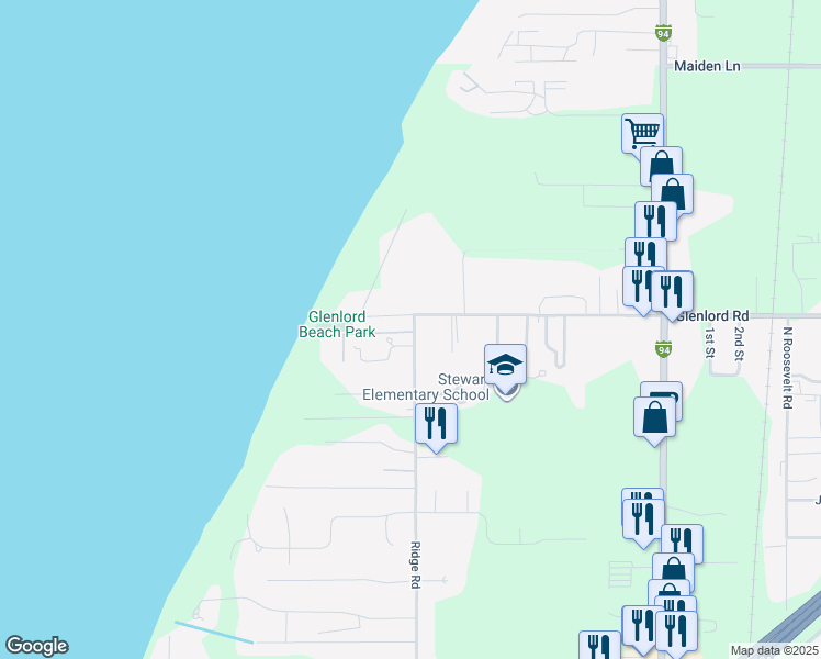 map of restaurants, bars, coffee shops, grocery stores, and more near 2928 Glenlord Road in Stevensville