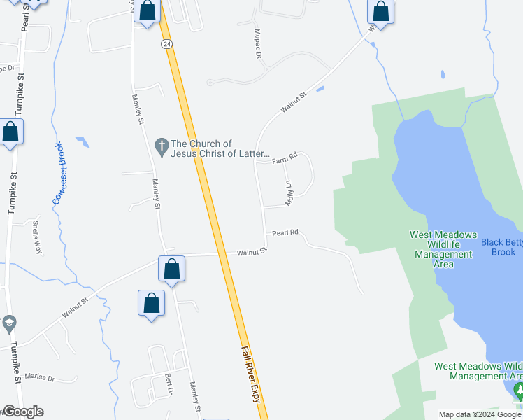 map of restaurants, bars, coffee shops, grocery stores, and more near 360 Walnut Street in West Bridgewater