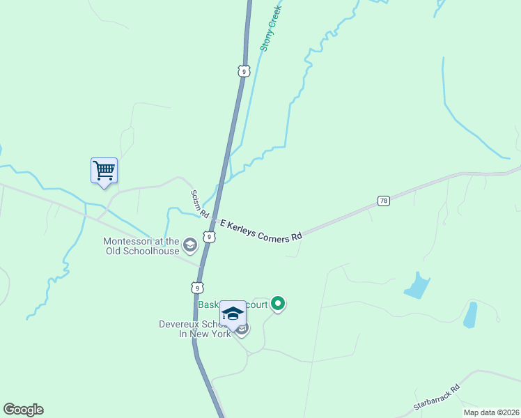 map of restaurants, bars, coffee shops, grocery stores, and more near 29 East Kerleys Corners Road in Red Hook