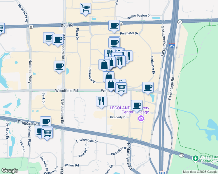 map of restaurants, bars, coffee shops, grocery stores, and more near 1700 Access Road in Schaumburg