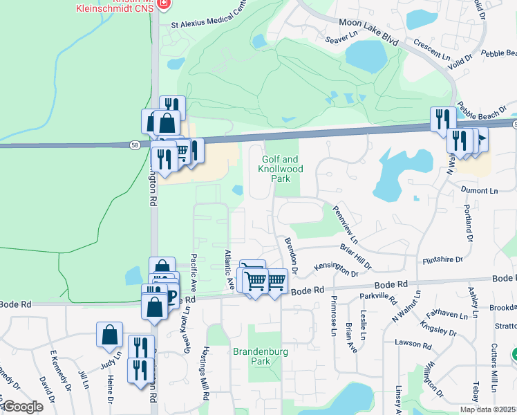 map of restaurants, bars, coffee shops, grocery stores, and more near 2386 Discovery Drive in Schaumburg