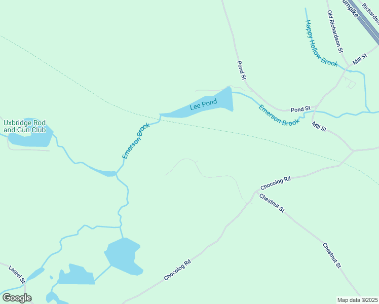 map of restaurants, bars, coffee shops, grocery stores, and more near Southern New England Trunkline Trail in Uxbridge