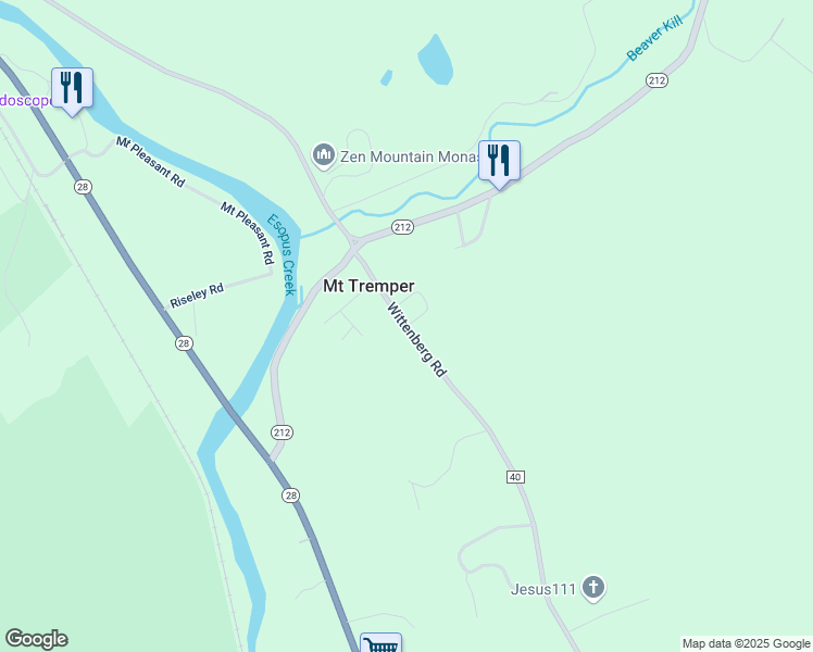 map of restaurants, bars, coffee shops, grocery stores, and more near Wittenberg Road & Hoffman Road in Mount Tremper