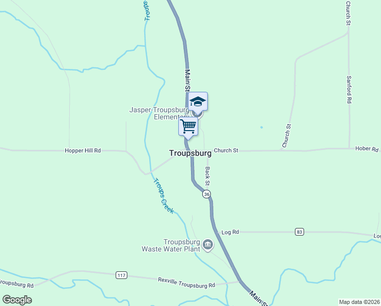 map of restaurants, bars, coffee shops, grocery stores, and more near in Troupsburg
