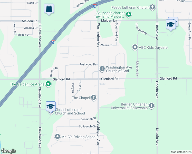 map of restaurants, bars, coffee shops, grocery stores, and more near 1315 West Glenlord Road in St. Joseph