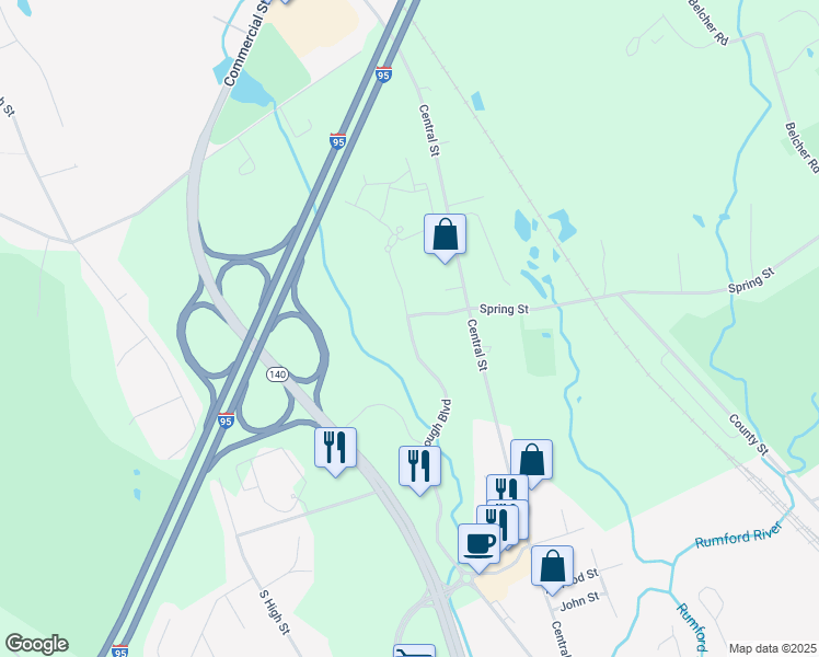 map of restaurants, bars, coffee shops, grocery stores, and more near 301 Foxborough Boulevard in Foxborough