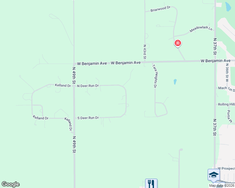 map of restaurants, bars, coffee shops, grocery stores, and more near 3999-4637 North Deer Run Drive in Norfolk