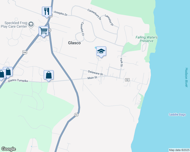 map of restaurants, bars, coffee shops, grocery stores, and more near 103 Glasco Turnpike in Saugerties