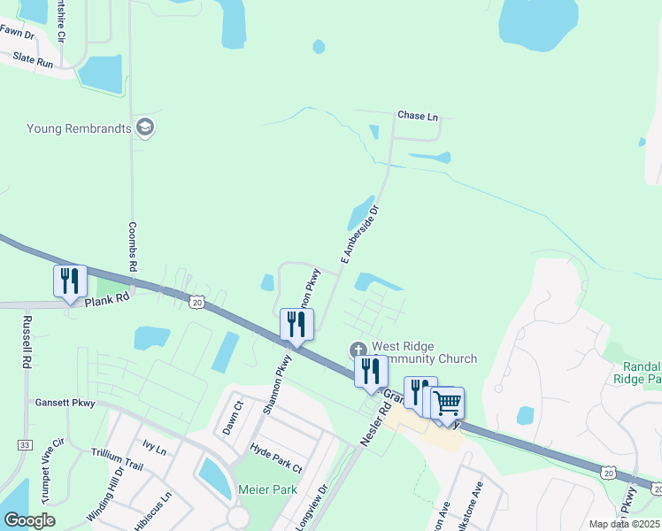 map of restaurants, bars, coffee shops, grocery stores, and more near 464 East Amberside in Elgin