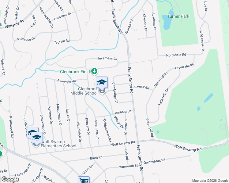 map of restaurants, bars, coffee shops, grocery stores, and more near 110 Cambridge Circle in Longmeadow