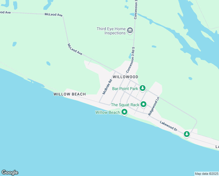 map of restaurants, bars, coffee shops, grocery stores, and more near 37 McBride Road in Amherstburg